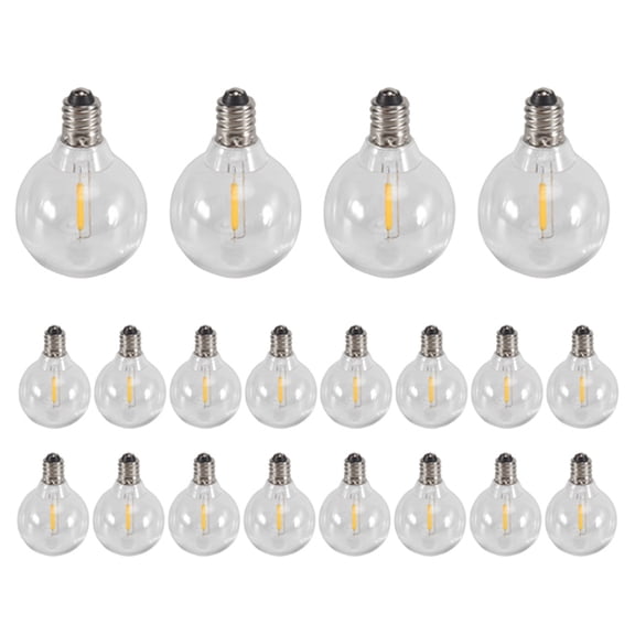 20 Pcs G40 LED Replacement Light Bulbs E12 Screw Base Shatterproof LED Globe Bulbs for Solar String Lights Warm