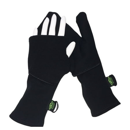 Turtle Gloves Midweight Convertible Hardface Running Mittens for Winter - Size S