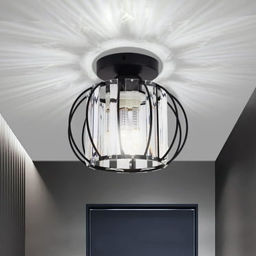 EssentLife Semi Flush Mount Ceiling Light Fixture, Crystal Ceiling Lamp Indoor Lighting for Bedroom Hallway Living Room