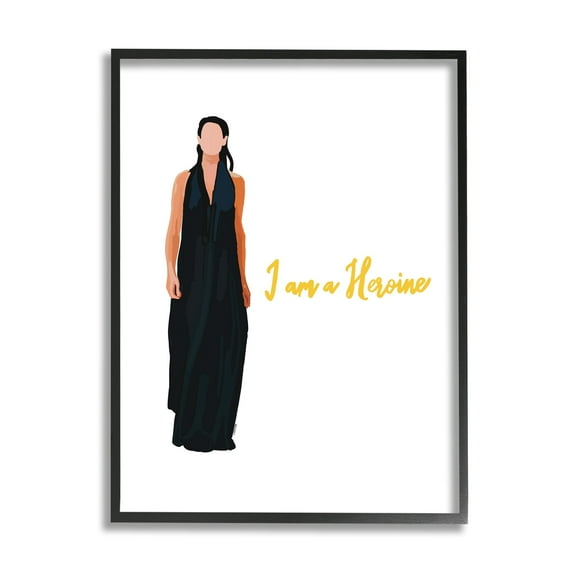 Stupell Industries I Am A Heroine Glam Fashion Woman Encouraging Phrase Graphic Art Black Framed Art Print Wall Art, Design by Amelia Noyes
