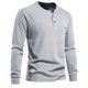 thumbnail image 2 of Camiseta de manga larga para hombre, color liso, diseño con cuello, corte holgado, poliéster, prenda informal para otoño-invierno, 2 of 7