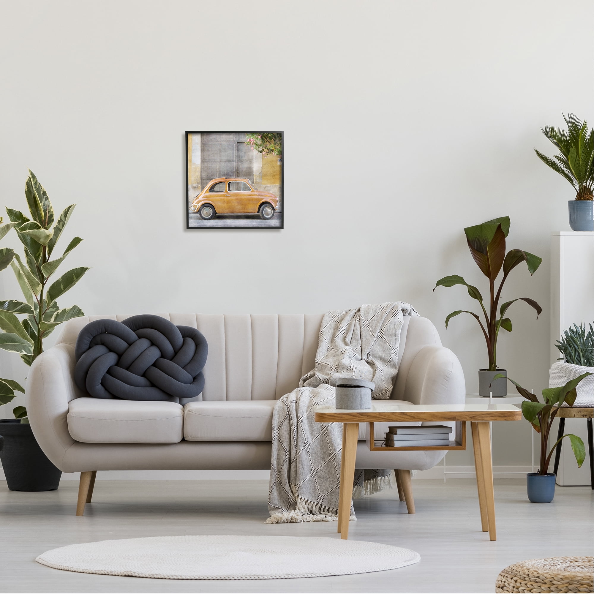 Stupell Industries Yellow Buggy Car Transportation Painting Black Framed Art Print Wall Art, 17 x 17