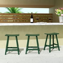 WestinTrends Malibu HDPE Outdoor Patio 24" Counter Stool Saddle Seat (Set of 3), Dark Green