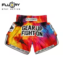 red, variant on FLUORY Muay Thai Shorts Tie-dyeing Free Combat Mixed Martial Arts Boxing Training Match Pants Leisure Style