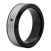 Men's Tungsten Black Diamond Accent Wedding Band - Mens Ring