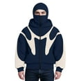 thumbnail image 5 of Homeyce Mens Balaclava Hoodie with Zipper with Mask Hoodies Balaclava Double Hooded Sweatshirt Wind Resistant Outdoor Athletic Hop Y2k Clothing for Cold Weather,Blue S, 5 of 6
