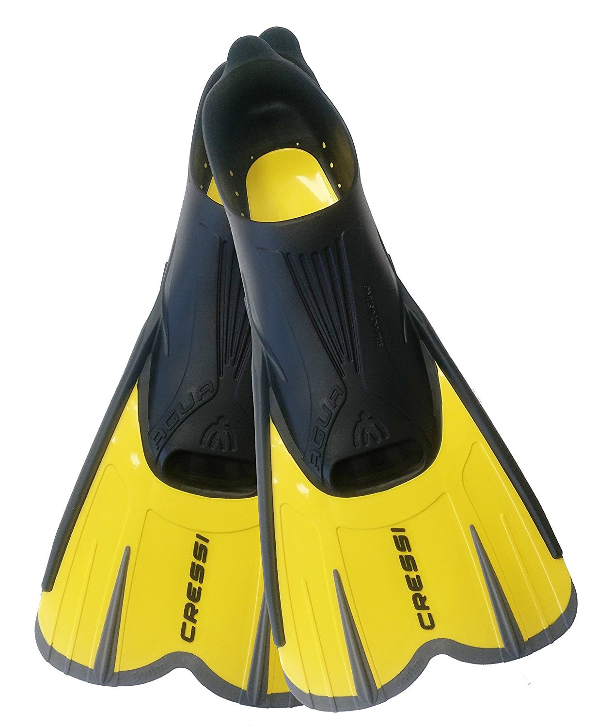 Cressi Agua Short Diving Swim Fin, Yellow Black, 5.5/6.5 (39/40
