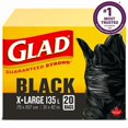 thumbnail image 1 of Glad Black Garbage Bags - Extra-Large 135 Litres -, 20 Trash Bags, 1 of 5