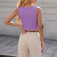 thumbnail image 4 of Alun Womens Summer V-Neck Lace Tank Tops 2026 Sleeveless Elegant Casual Trendy Going out Camisole Stretch Slim Fit Solid Color Daily Wear Purple L, 4 of 5