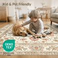 thumbnail image 4 of ODIKA 6'x9' Washable Area Rug Beige Vintage Distressed Traditional Scroll Frame Pile Neutral for Family Room, Living Room, Master Bedroom, Non-Slip, Easy Care, 4 of 7