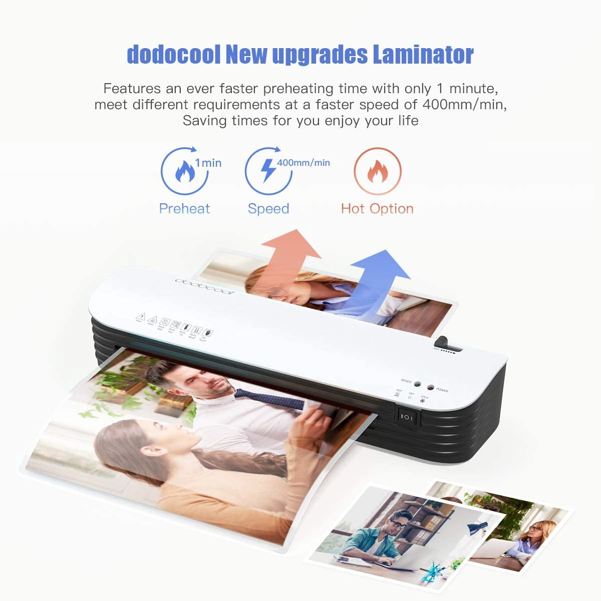 Dodocool Thermal Laminating Machine, 4 in 1 Personal Laminator with 20 A4 A5 A6 Pouches