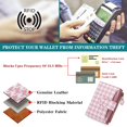 thumbnail image 4 of Small Women Wallet Genuine Leather RFID Blocking Bifold Zipper Pocket Card Holder with ID Window Houndstooth Pink, 4 of 7