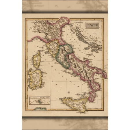 24"x36" Gallery Poster, map of Italy 1817