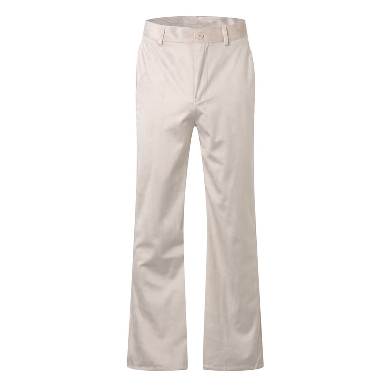FINALGANG Men Flare Pants Solid Color High Waist Wide Leg Trousers