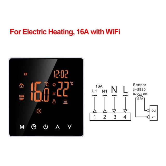 Tuya WiFi Smart Thermostat, Electric Floor Heating Water/Gas Boiler Remote Controller, Mirror Glass Screen ,Easily DIY