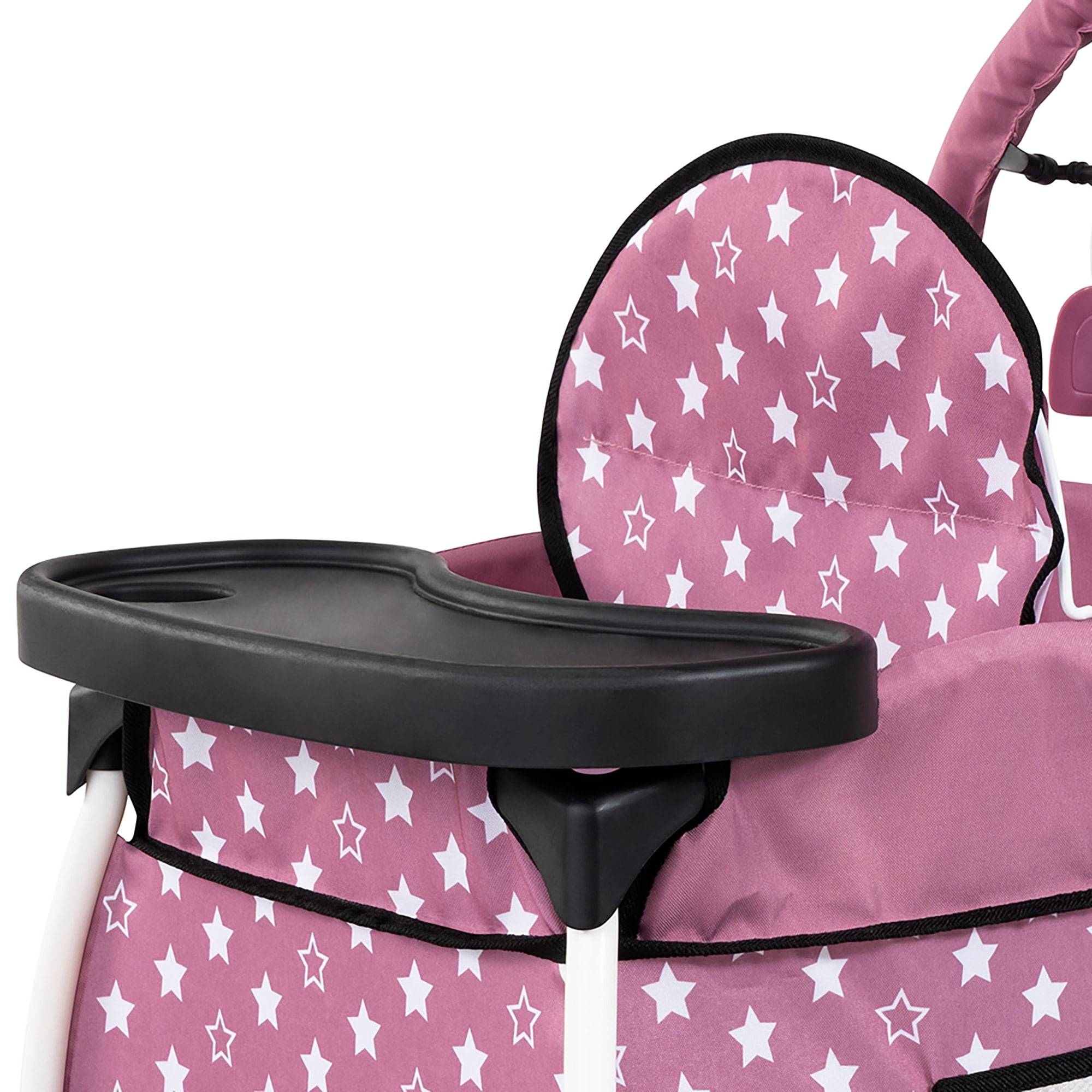 Bayer Design: Doll Multi-Bed - Pink & White Stars - Sleep Playpen, Built-In Feeding Highchair, Pillow-Blanket, Toy Care Center Fits 18" Dolls, Kids 3+