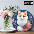 thumbnail image 6 of 2D Flat, Vintage Aluminum Metal Wall Art - Fantasy White Fox with Floral Starry Night Design, Diamond Round Sign for Indoor_Outdoor Home, Cafe, Garage Decor, Indoor Wall Decor8*8in, 6 of 6