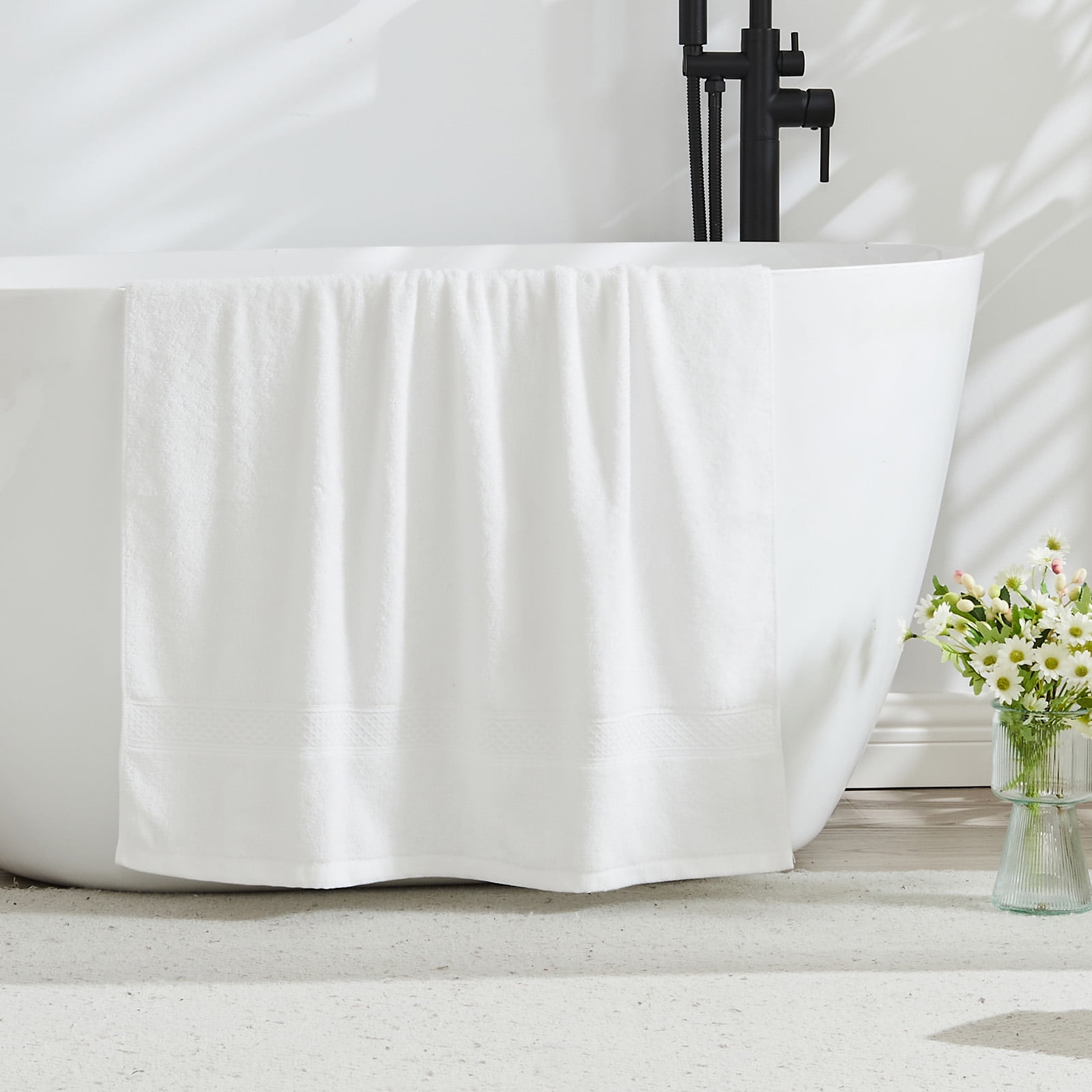 Gogreen 100% Cotton 4-Pack Bath Towel Sets of 4, Bath Towel Highly Absorbent Towels for Bathroom, Gym, Hotel (White)