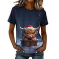 thumbnail image 2 of Axdhxbd Womens Christmas Shirt Cute Highland Cow Graphic Tees Xmas Short Sleeve Crew Neck Tshirts Plus Size Holiday Tops S-5XL, 2 of 7