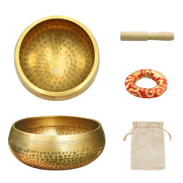 Tibetan Singing Bowl Set Sound Bowl Cushion With Wooden Striker For Yoga Relaxation Mindfulness Chakra Healing Stress Relief