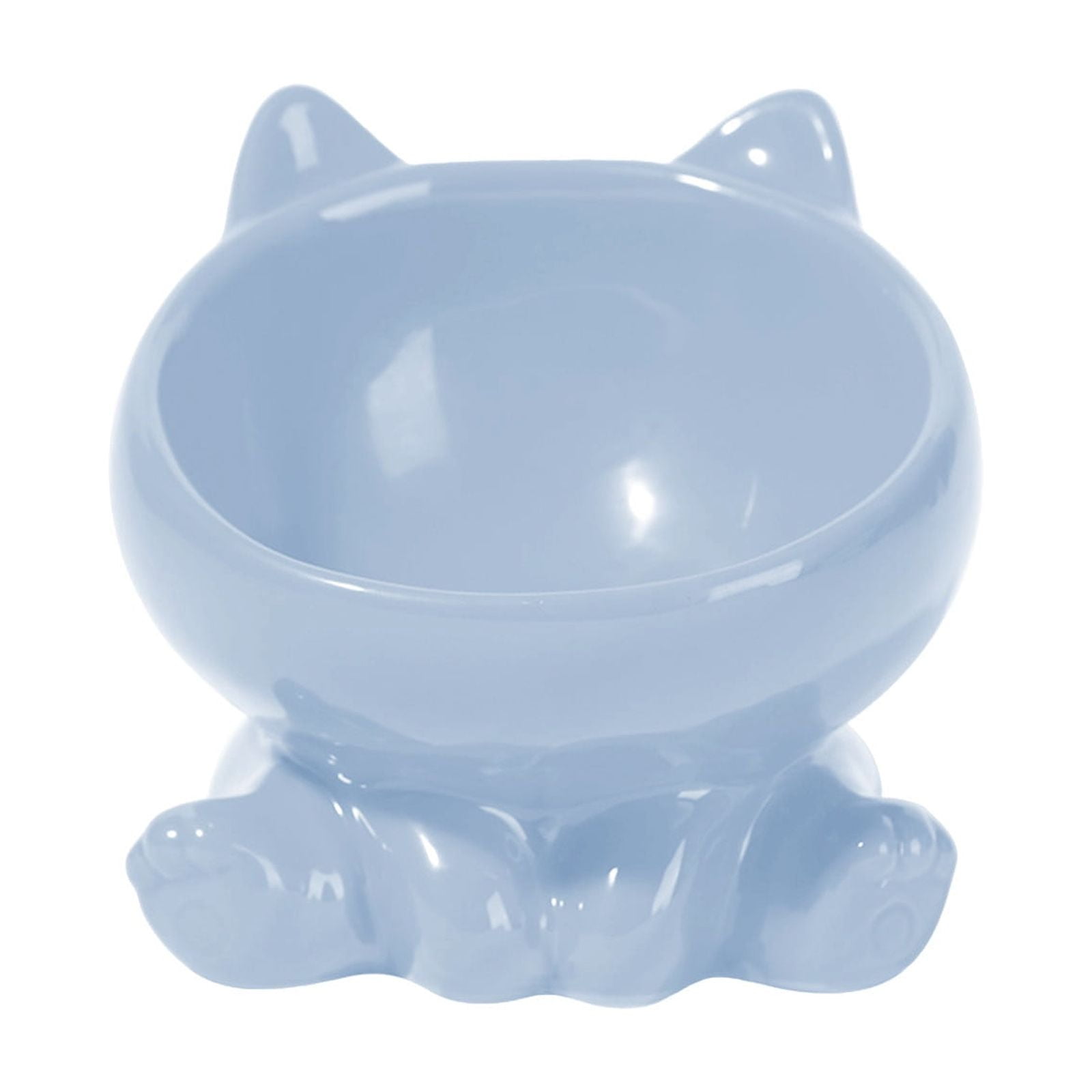 Lunxisen 2 Pcs Elevated Cat Food Bowl, Ceramic Raised and Tilted Water Bowl, Anti Vomiting and Protect Pets' Spines Dishes for Small Dog, Fat Faced Cat, Kitten