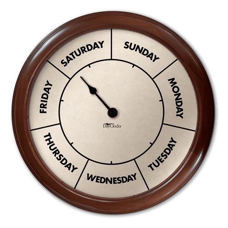 DayClocks Large Day-of-the-Week Wall Clock -- High Visibility -- with 14 Pine Wood Frame