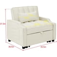 thumbnail image 4 of Tabaray Sleeper Chair Bed, Velvet Pull Out Lounger Sofa Bed w Storage Pocket and Pillow,  3 in 1 Convertible Modern Single Sofa Bed Armchair Couch for Living Room, Bedroom, Guest Room, RV Car Beige, 4 of 8