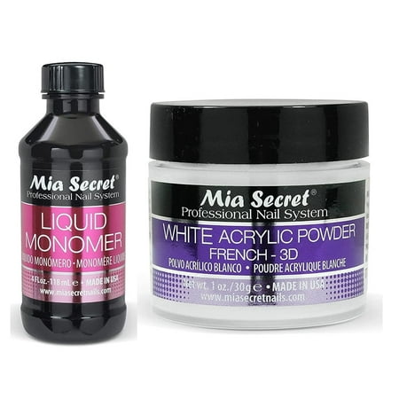 Mia Secret Liquid Monomer 4 oz and White Powder 1 oz