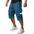 thumbnail image 2 of VV AVEORS Men'S Cargo Shorts Below Knee Lightweight Drawstring Waist Long Shorts Work Pants Multi Pockets Capri Hiking Pants Royal Blue M, 2 of 4