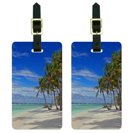 Vacation Tag - Graphics and More Tropical Beach - Island Sky Clouds Vacation Luggage Tag Set