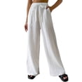 thumbnail image 2 of Women'S Wide Leg Beach Pants Elastic Waist Light-Weight Flowy Palazzo Lounge Trousers with Pockets White M, 2 of 9