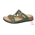 thumbnail image 5 of Slide Sandals Women Comfy Cork Footbed Orthopedic Slippers Fashion Cutout Splice Leather Slip on Flat Beach Shoes Green Size 9, 5 of 8