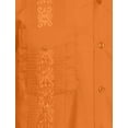 thumbnail image 5 of J. METHOD Men's Short Sleeve Cuban Guayabera Button Down Shirts Classic Embroidered 4 Pockets Casual Top NEMT112 Orange L, 5 of 6