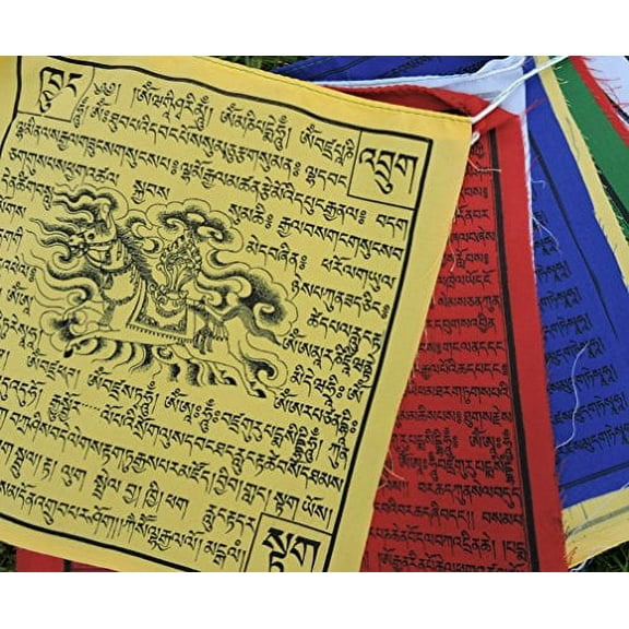 Large Cotton Tibetan Prayer Flags Wind Horse Green Tara Buddha of Compassion Medicine Buddha Guru Rinpoche 10 Flags