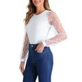 thumbnail image 4 of DARING DIVA Body de Manga Larga para Ropa de Club de Mujeres, Mono con Mangas de Malla, Body S Blanco, 4 of 6