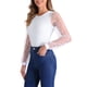 thumbnail image 4 of DARING DIVA Body de Manga Larga para Ropa de Club de Mujeres, Con Mangas de Malla, Mono Body L Blanco, 4 of 6