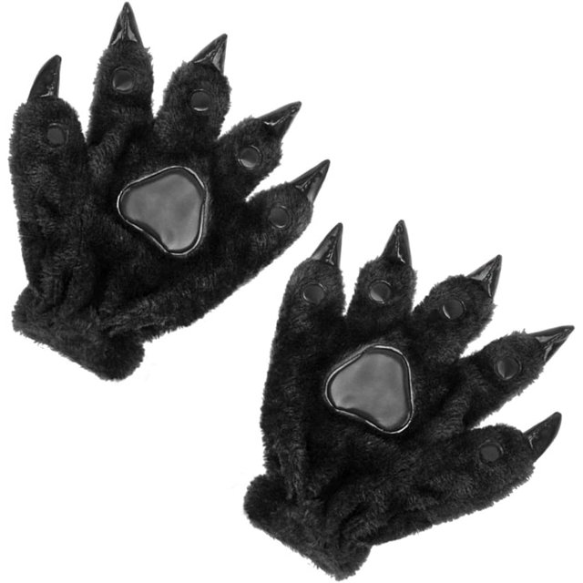 Guantes gruesos y lindos con garras, unisex, con garras de animales, guantes para cosplay, regalos de disfraces, Halloween, Navidad, negro