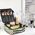 thumbnail image 5 of FORMRS Travel Makeup Bag Large Capacity Train Case Cosmetic Organizer with Adjustable Dividers, Retro Blue Floral, 5 of 8