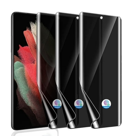 ZYQEEE Privacy Screen Protector for Samsung Galaxy S21 Ultra, Anti-Spy Flexible TPU Hydrogel Film for Galaxy S21 Ultra 5G, Support Fingerprint Unlock,Curved Coverage, 3 Pack