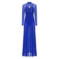 thumbnail image 3 of Hansber Lyrical Dance Dress for Women Modern Contemporary Dancewear Sequins Mesh Tulle Maxi Skirt Leotard Navy Blue XL, 3 of 7
