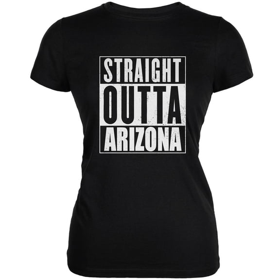 Straight Outta Arizona Black Juniors Soft T-Shirt - X-Large