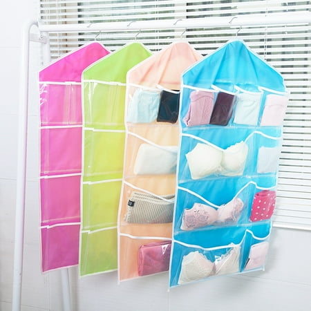 

Decor Store Hanging Storage Bag High Capacity Dust-proof Transparent Visible 16 Grid Multi-role Socks Bra Underwear Organizer for Bedroom
