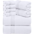 thumbnail image 1 of Juego de toallas Utopia Towels, 8 piezas, 100% algodón hilado en anillos, blanco, 1 of 8