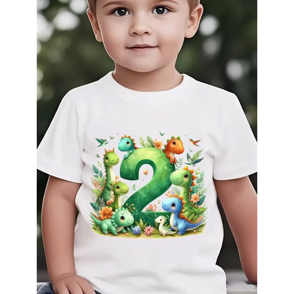 birthday edition summer boys fashion short sleeve t shirt with design element cartoon print outdoor casual top ny dx8513
