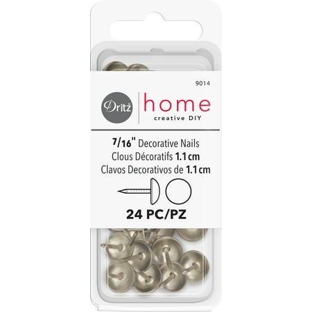 Dritz 7/16" Nickel Smooth Head Home Decorative Nails, 24 Count