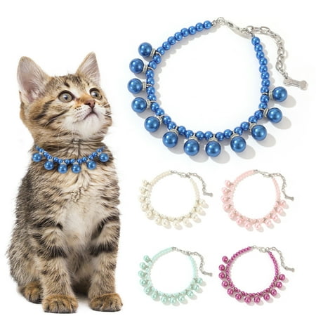 AURORA TRADE Pet Pearl Necklace Jewelry with Pendant Pet Dress up Collar Shiny Jewelry Suitable for Small and Medium-Sized Cats and Dogs