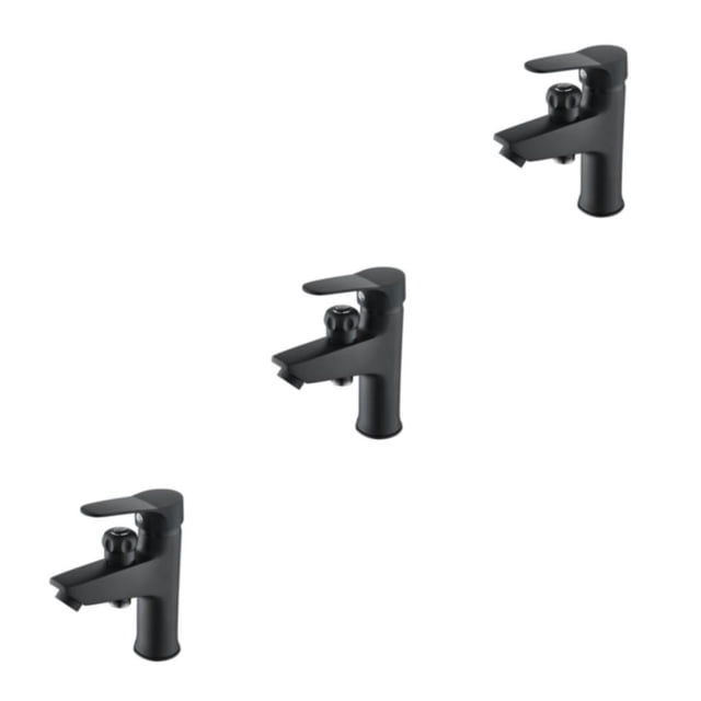 mmirethe Easy To Install For Dual Purpose Wash Basin Bathroom Accessory With Modern Soft Outflow Copper Stopcock Black 3Set