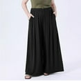 thumbnail image 2 of LLYwey Business Casual Pants for Women Ladies Casual Outdoor Large Size Wide Leg Pants Solid High Waist Versatile Loose Long Pants with Pocket New Full Length Pants Regular Fitted Black 3XL, 2 of 7