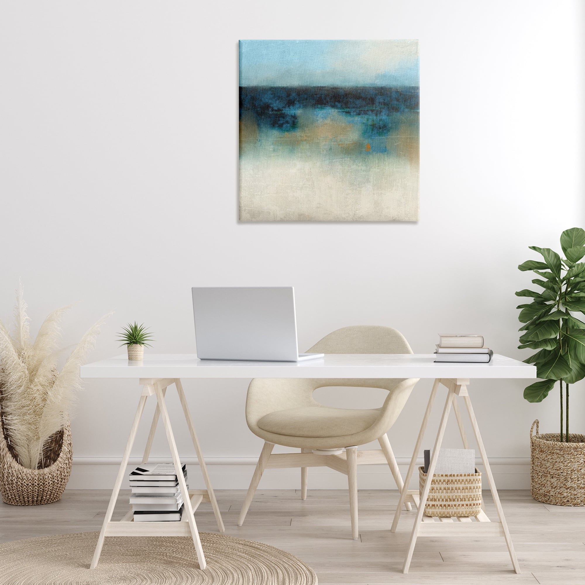 Stupell Industries Foggy Ocean Beach Scene Coastal Painting Gallery Wrapped Canvas Art Print Wall Art, 30 x 30