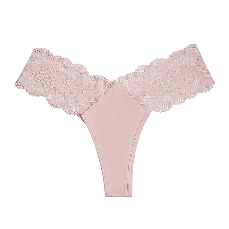 zuwimk Womens Thong Underwear,Women Lace Thong Panty Underwear Pink,S 